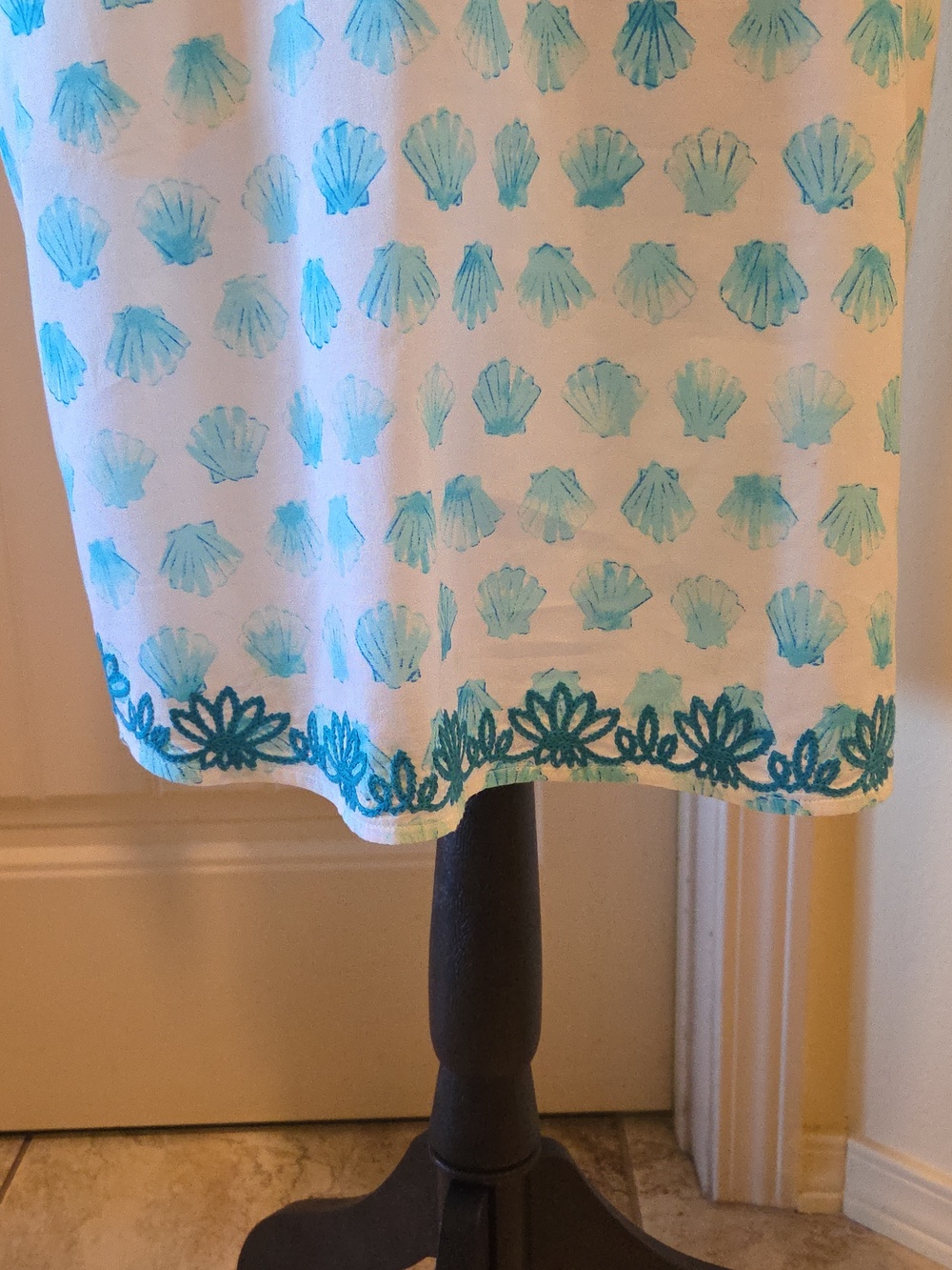 Tori Richard Cotton Embroidered Blue Shell Dress, Size XL - Picture 3 of 10
